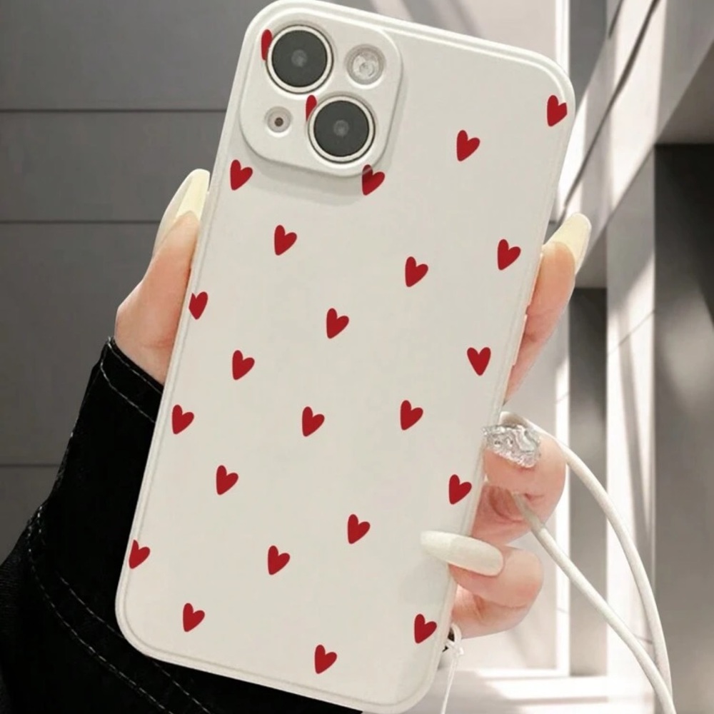 Beige Red Heart iPhone 15 Pro Max Case